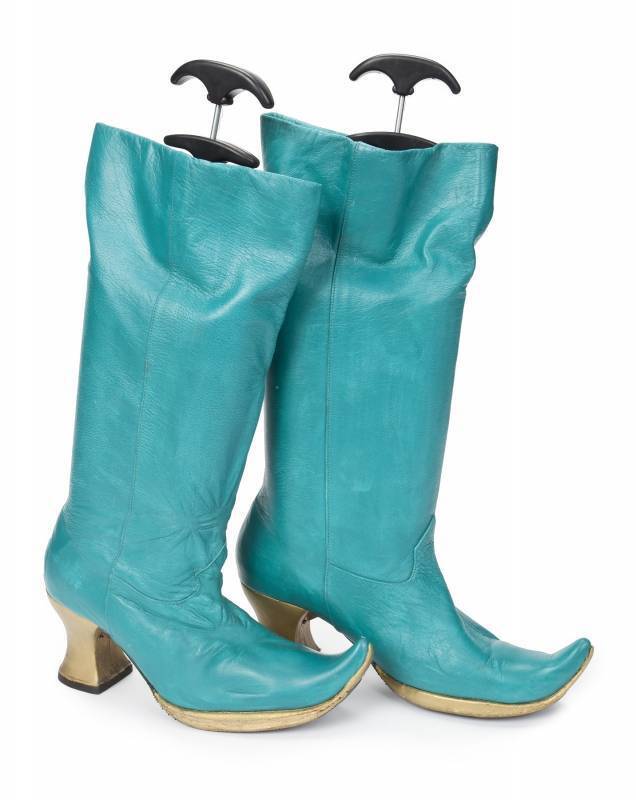 CHER TURQUOISE LEATHER BOOTS