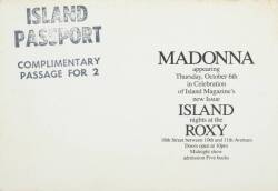 MADONNA 1983 INVITATION TO ISLAND MAGAZINE CONCERT - 2