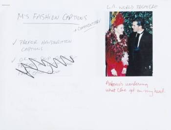 MADONNA HANDWRITTEN PHOTO CAPTIONS FOR MAGAZINE