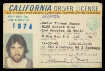 DAVY JONES DRIVER'S LICENSE