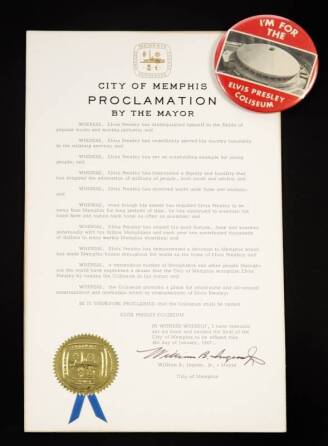 ELVIS PRESLEY 1967 CITY OF MEMPHIS PROCLAMATION •