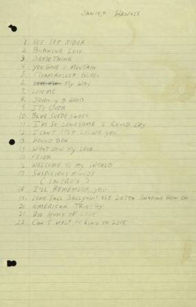 ELVIS PRESLEY HANDWRITTEN SET LIST FOR ALOHA FROM HAWAII CONCERT •