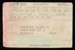 ELVIS PRESLEY 1968 DRIVER'S LICENSE •