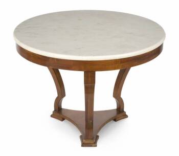 SID CAESAR MARBLE TOPPED OCCASIONAL TABLE
