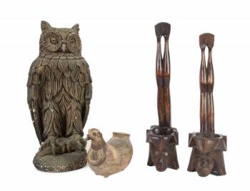 SID CAESAR CARVED OWL AND OTHER ITEMS