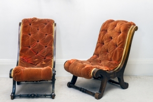 PAIR OF VICTORIAN SLIPPER CHAIRS