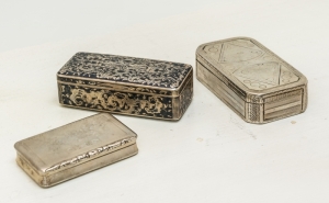 LUISE RAINER GROUP OF THREE STERLING SNUFFBOXES
