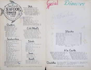 ELVIS PRESLEY SIGNED MENU