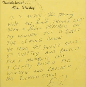 ELVIS PRESLEY HANDWRITTEN POEM