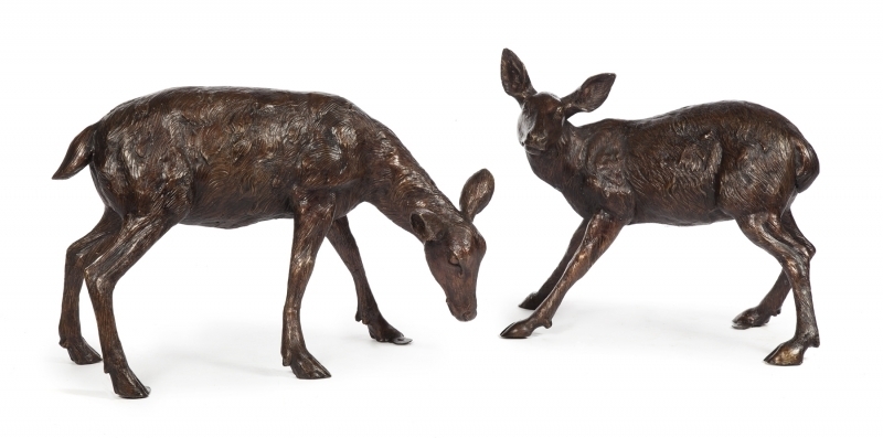 PAIR OF BRONZE DEER