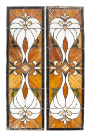 PAIR OF ANTIQUE STAINED GLASS WINDOWS