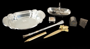 JOAN COLLINS COLLECTION OF SILVER DESK ITEMS