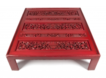 BURT REYNOLDS MODERN RED LACQUER LOW TABLE