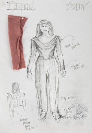 ORIGINAL COSTUME DESIGN AND STERNBACH ILLUSTRATION FROM STAR TREK: THE NEXT GENERATION