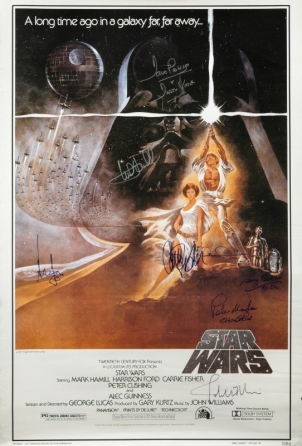 STAR WARS MOVIE POSTER SIGNED BY CAST MEMBERS