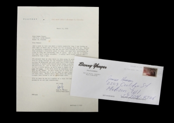 HUGH HEFNER BUNNY YEAGER LETTER AND PRINT