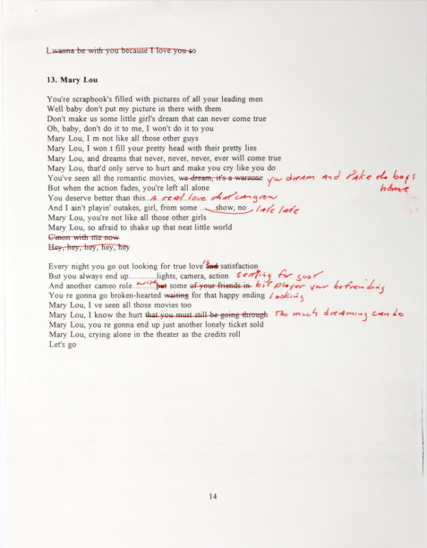 BRUCE SPRINGSTEEN EDITED LYRICS TO "MARY LOU"