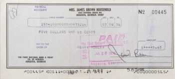 JAMES BROWN SIGNED CHECK