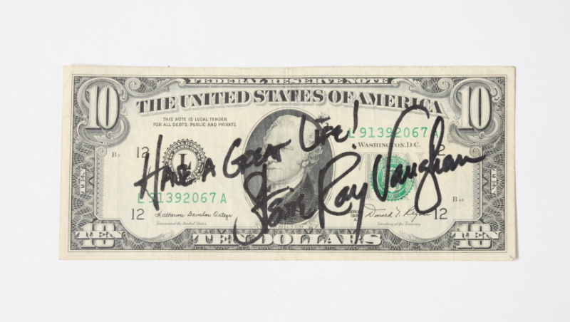 STEVIE RAY VAUGHAN SIGNED $10 BILL