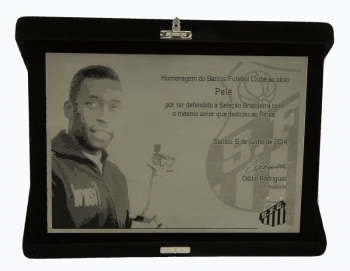 PELÉ JUNE 5, 2014, SANTOS FC TRIBUTE PLAQUE