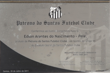 PELÉ JULY 28, 2011, PATRON OF SANTOS FC AWARD