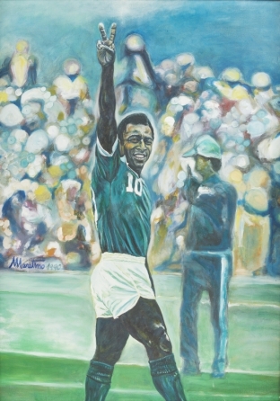 PELÉ 1990 BIRTHDAY PORTRAIT PAINTING