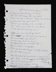 JOHNNY CASH HANDWRITTEN "YOU NEVER KNEW MY MIND"