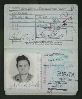 JOHNNY CASH 1968 PASSPORT