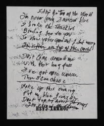 JOHNNY CASH HANDWRITTEN "SITTIN' ON TOP OF THE WORLD" LYRICS