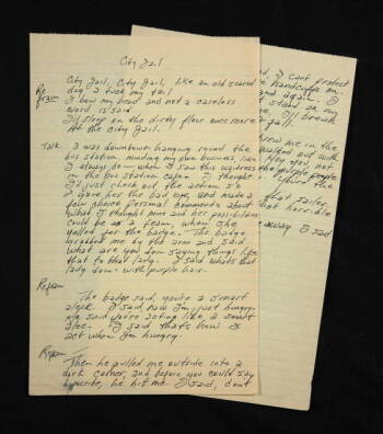 JOHNNY CASH HANDWRITTEN "CITY JAIL" LYRICS