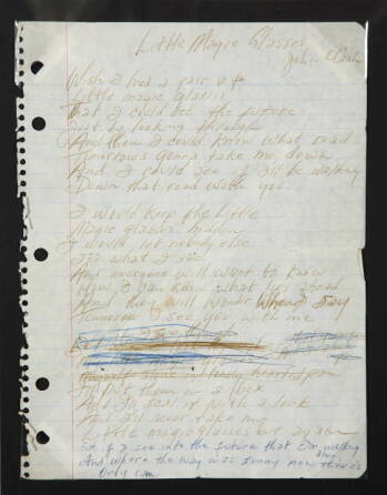 JOHNNY CASH HANDWRITTEN "LITTLE MAGIC GLASSES" LYRICS