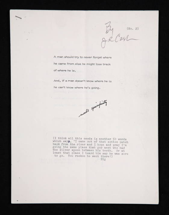 JOHNNY CASH TYPED WORKING MANUSCRIPT