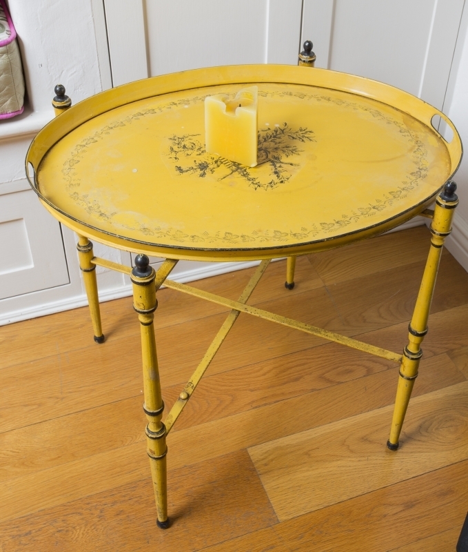 ZAPPA TWO YELLOW PAINTED ANTIQUE TABLES
