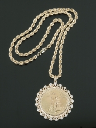 ELVIS PRESLEY DIAMOND AND GOLD COIN PENDANT NECKLACE