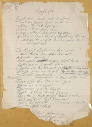 JOHNNY CASH HANDWRITTEN "SPOTLIGHT" LYRICS