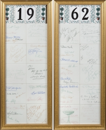 MARILYN MONROE SIGNED TILE FROM PRESIDENT KENNEDY'S 1962 BIRTHDAY CELEBRATION