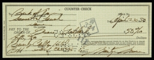 MARILYN MONROE 1952 SIGNED CHECK TO GRACE GODDARD