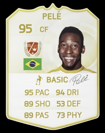 PELÉ EA SPORTS SIGNED FIFA 15 VIDEO GAME STAT CARD