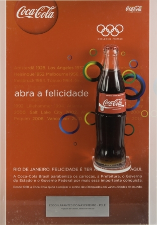 PELÉ 2010 COCA-COLA BRASIL 2016 SUMMER OLYMPICS CONGRATULATORY AWARD