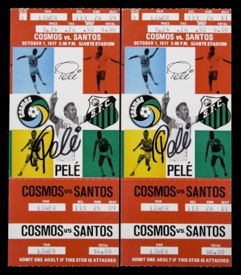 PELÉ SIGNED 1977 NEW YORK COSMOS FINAL GAME TICKETS