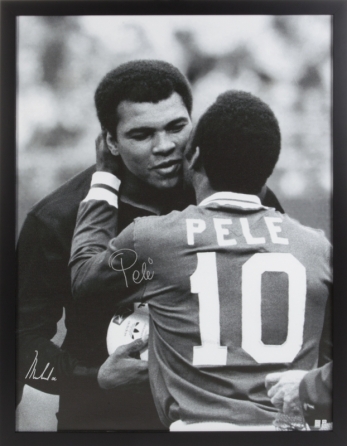 PELÉ AND MUHAMMAD ALI SIGNED CANVAS FROM LAST GAME