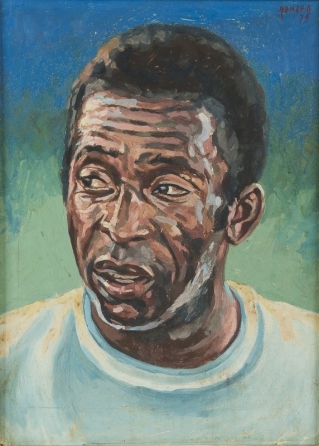 PELÉ 1975 PORTRAIT PAINTING