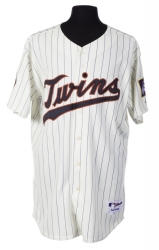 JUSTIN MORNEAU 2010 MINNESOTA TWINS GAME WORN ALTERNATE JERSEY