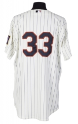 JUSTIN MORNEAU 2010 MINNESOTA TWINS GAME WORN ALTERNATE JERSEY - 2