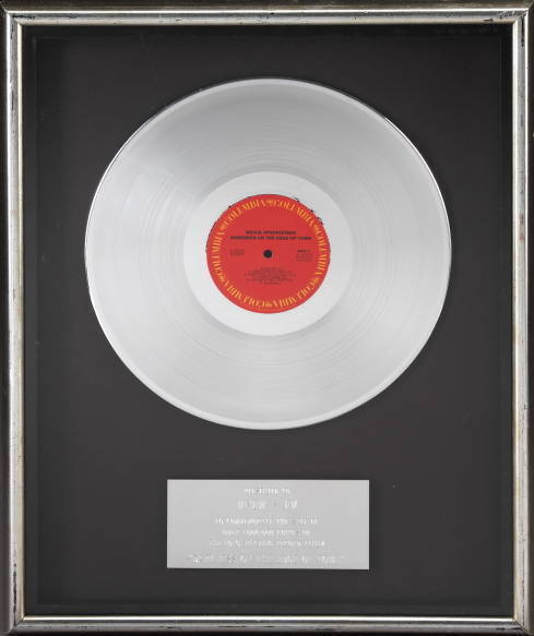 BRUCE SPRINGSTEEN "PLATINUM" RECORD AWARD