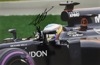 FERNANDO ALONSO SIGNED 2016 F1 McLAREN HONDA PHOTOGRAPHS