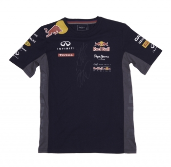 VETTEL AND RICCIARDO SIGNED 2014 RED BULL RACING TEAM SHIRT