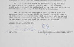 FRANK ZAPPA SIGNED CONTRACT RIDER - 2