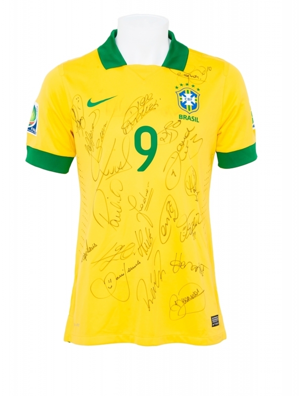 FRED BRAZIL 2013 CONFEDERATIONS CUP MATCH WORN AND TEAM SIGNED JERSEY WITH GETTY IMAGES FINE ART GALLERY PRINT