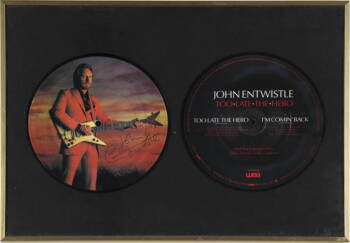 JOHN ENTWISTLE SIGNED "TOO LATE THE HERO" 45RPM